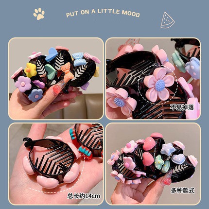 Baby cartoon fruit ponytail clip, cute little girl bun hairstyle, lazy person's magic tool, fixed hair clip details Picture