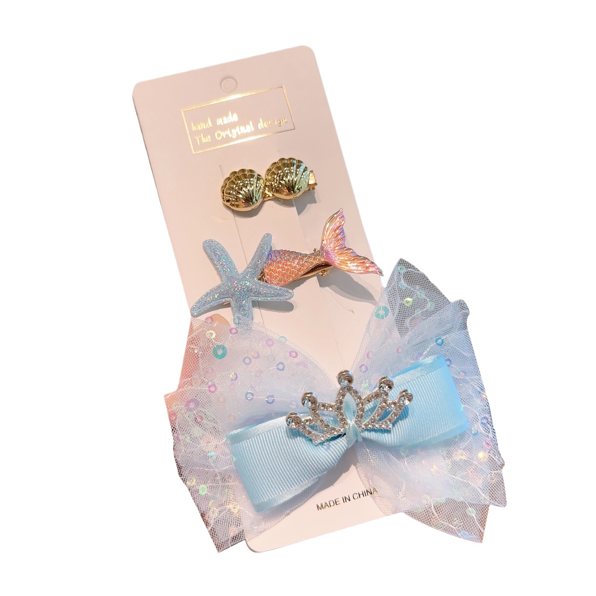 Girls' bow hair accessories, children's mermaid baby hair clips, Frozen headwear, Elsa Princess super fairy hair accessories Item Picture