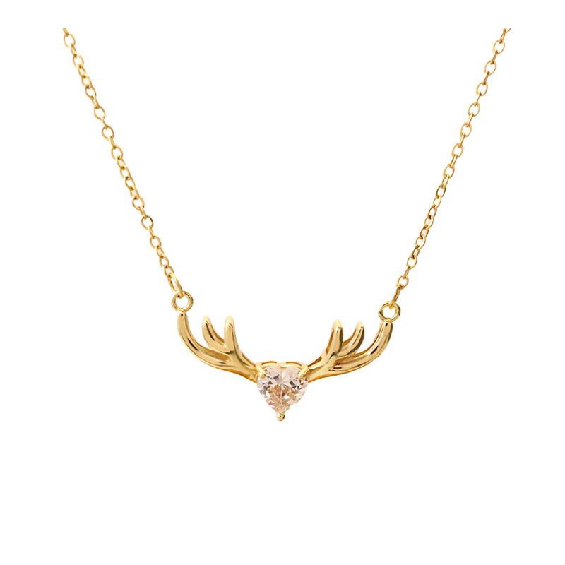 Xiaohongshu recommends the "Yilu You Ni" simple antler necklace for women, a fashionable titanium steel collarbone chain, and a light luxury and high-end accessory Item Picture