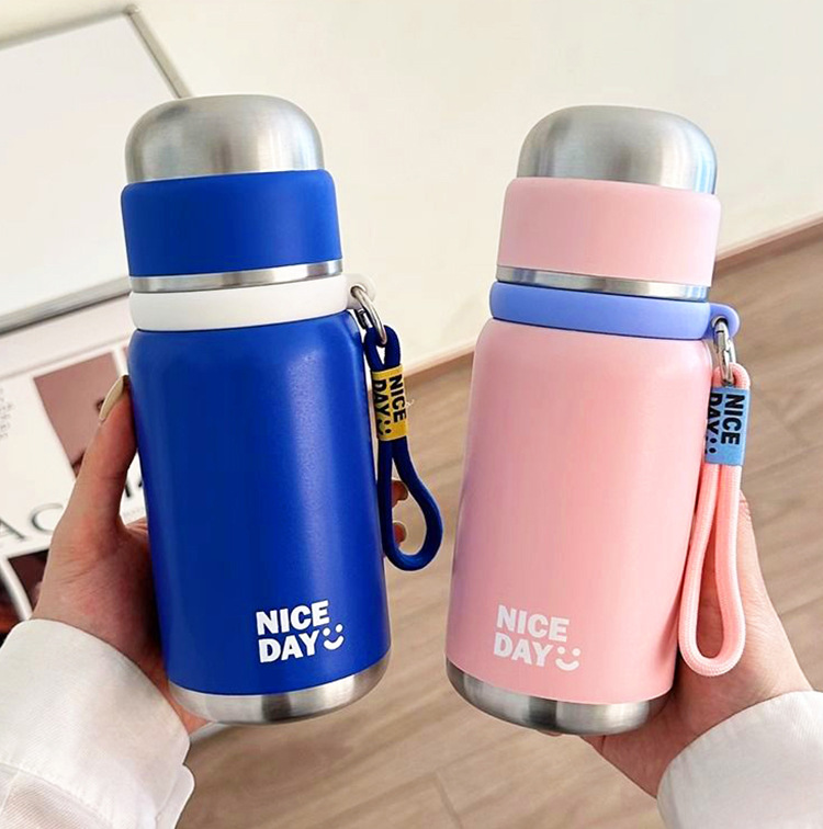 Simple and portable insulated cup, dual-purpose with one lid, outdoor tea cup, high appearance level for students, fashionable stainless steel cup Specification drawing