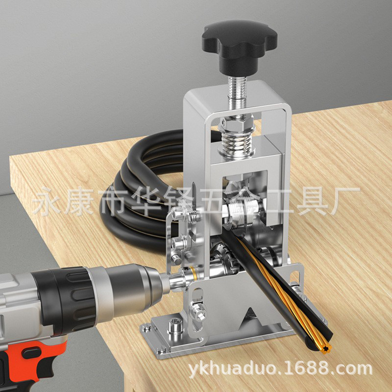 Old craftsman small wire stripper, household electric, manual and hand-cranked used wire and cable copper stripping and peeling machine, wire stripper full figure