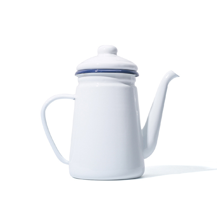 Japanese-style retro imitation enamel hand-brewed coffee pot 1L enamel narrow-mouthed hand-brewed narrow-mouthed coffee pot Application Scenario