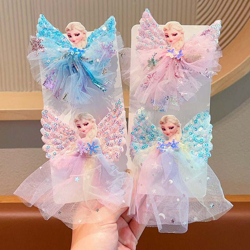 Children's Frozen Elsa Princess hairpin Little Girl side Atmosphere Shattered hair clip Little girl Sequined headpiece full figure