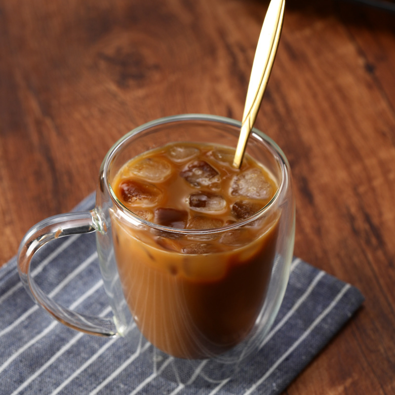 Glass cup, high borosilicate transparent milk straw, juice coffee mug, office egg-shaped with handle, simple and elegant details Picture