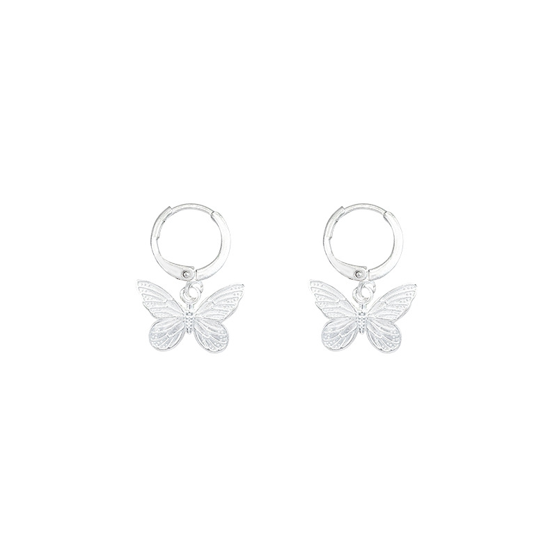 Silver butterfly retro style commuter earrings, women's Instagram cool and cool style, high-end and niche ear ring new style Item Picture
