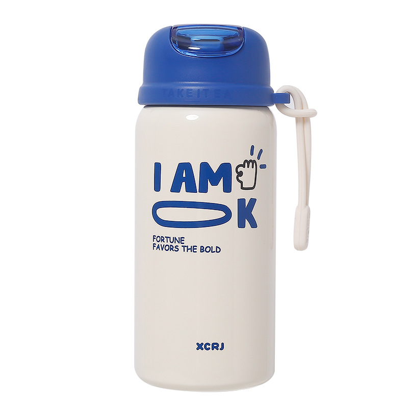 New 304 stainless steel anti-drop outdoor portable thermos cup with high appearance level, ladies' water cup with straw Item Picture