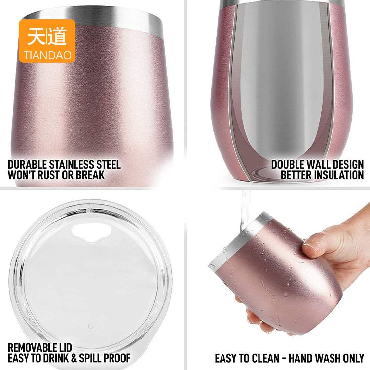Cross-border best-selling stainless steel double-layer eggshell cup 12oz red wine glass, insulated and cold-resistant U-shaped large-bellied egg cup Application Scenario