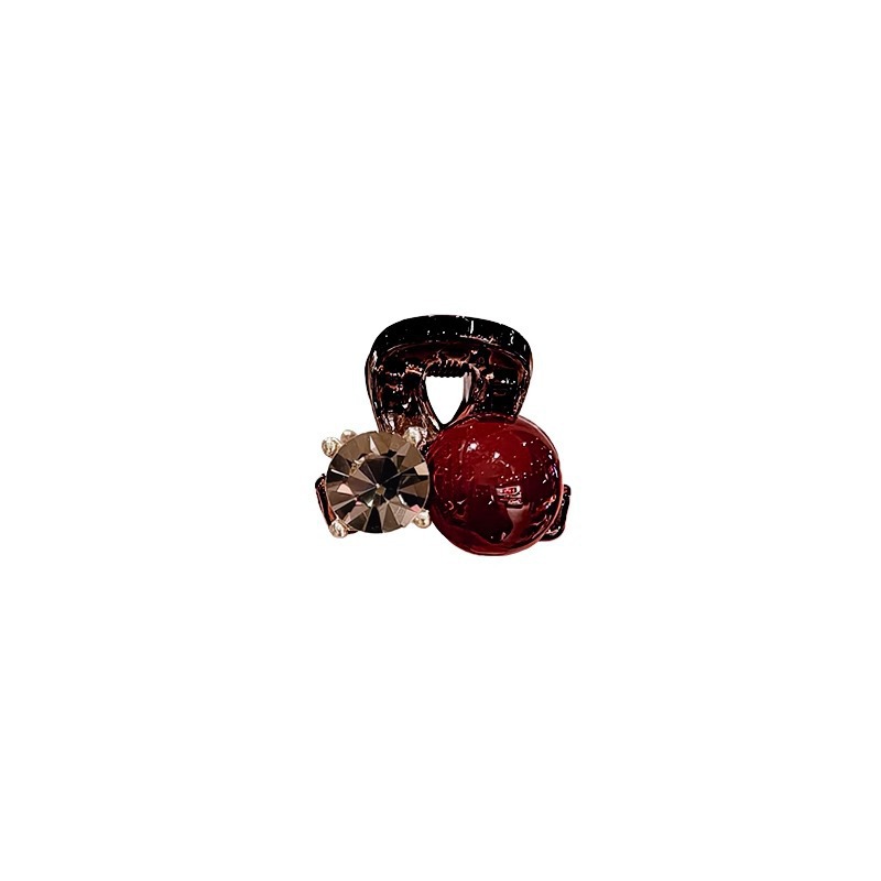 2025 New red water diamond bead claw clip, small bangs clip, forehead clip, top clip, hair clip, headwear for women Item Picture