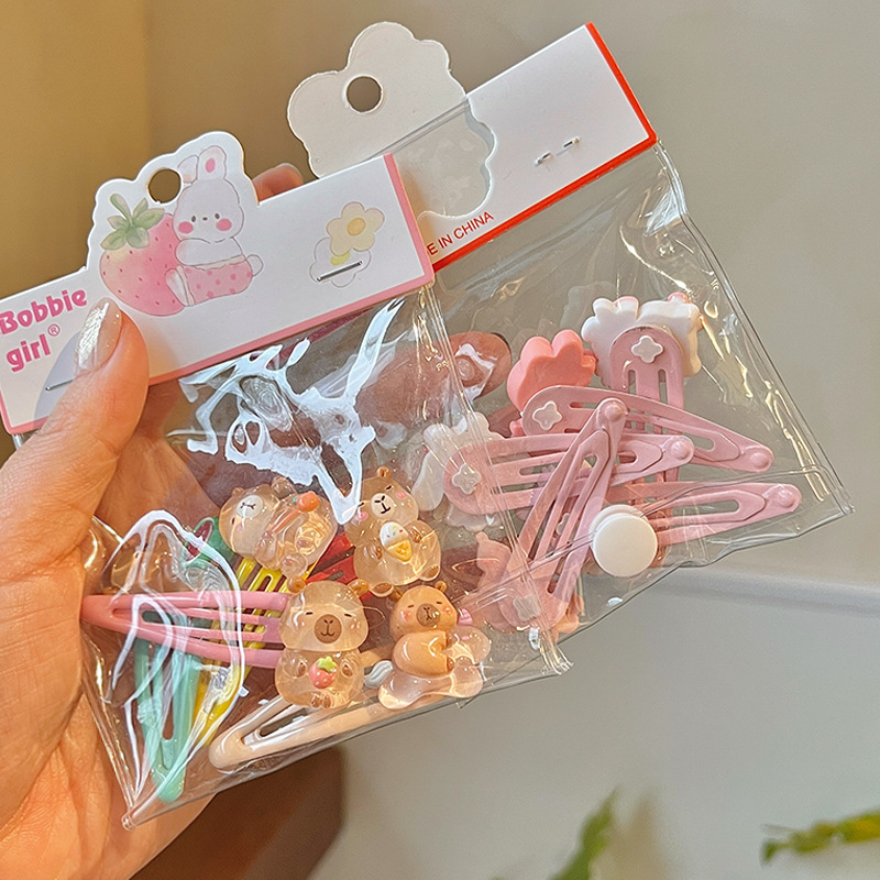 New Korean cartoon resin BB clips, children's hair clips, cute and versatile baby hair clips, headwear, water drop accessories, hair accessories Specification drawing
