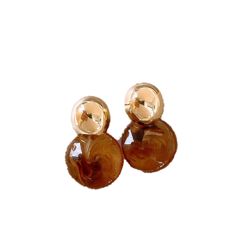 Maillard amber round stud earrings for women's new 2025 bestseller, versatile earrings, high-end and light luxury style Item Picture
