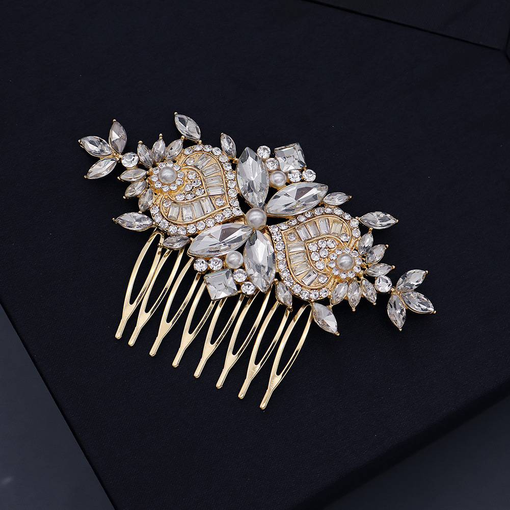 European and American retro accessories, pearl and water diamond hair combs, wedding shooting, updo accessories, luxurious and versatile headwear, bride's comb full figure