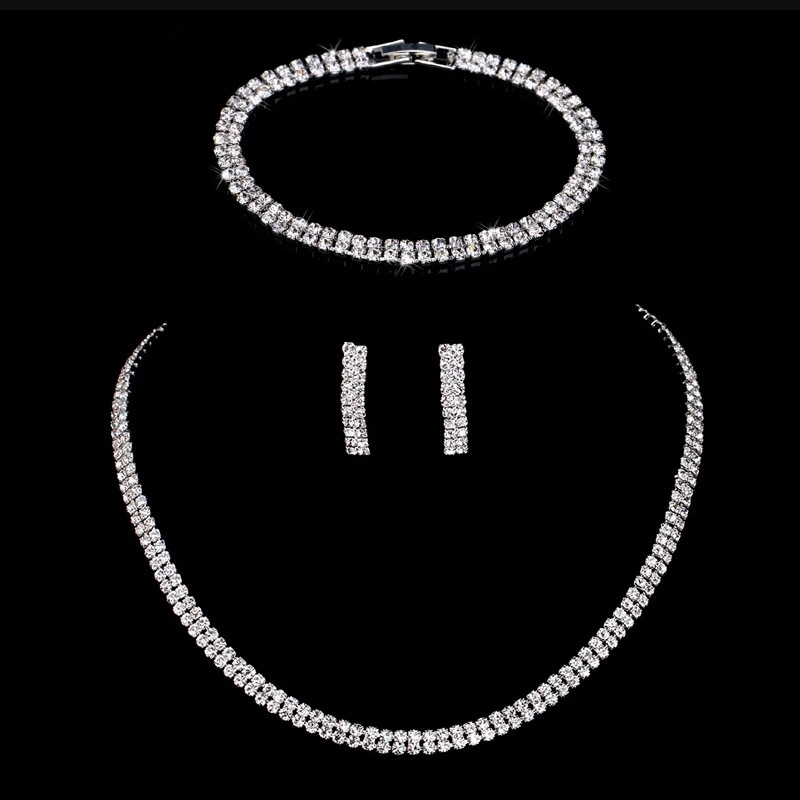 2025 New dinner performance dress accessories, first wedding dress, Zircon necklace, earrings, bracelet set N6224 full figure