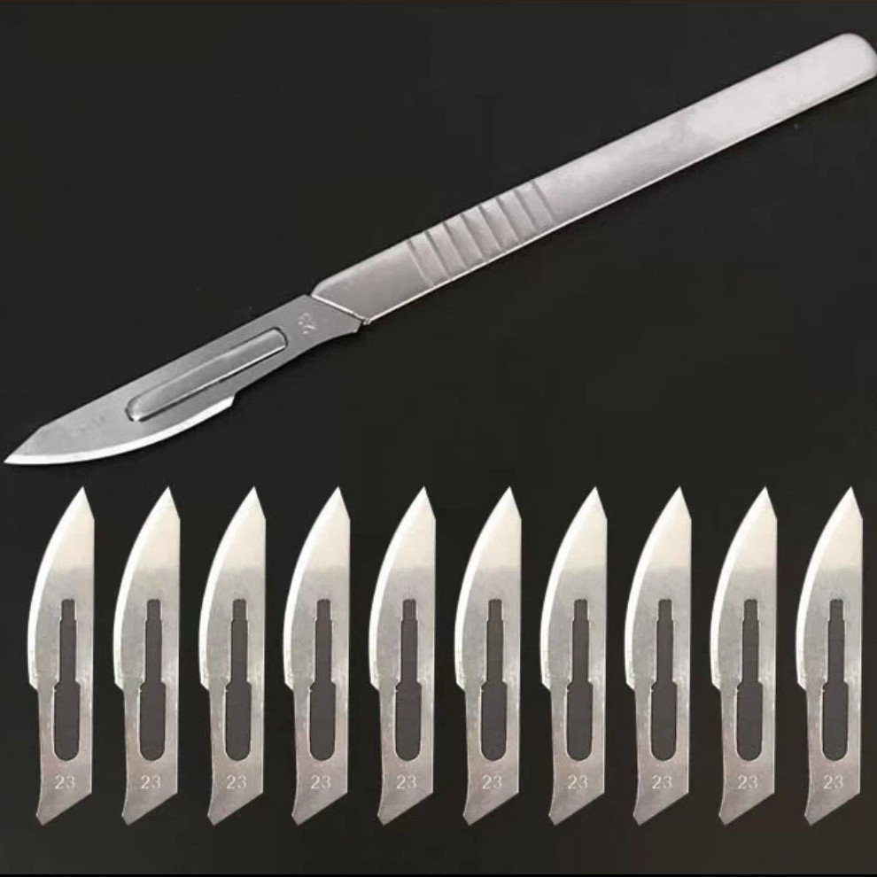 Carbon steel blade No. 23, blade handle, graphic engraving knife, film application machine maintenance tool, engraving knife, trimming and edge trimming Specification drawing