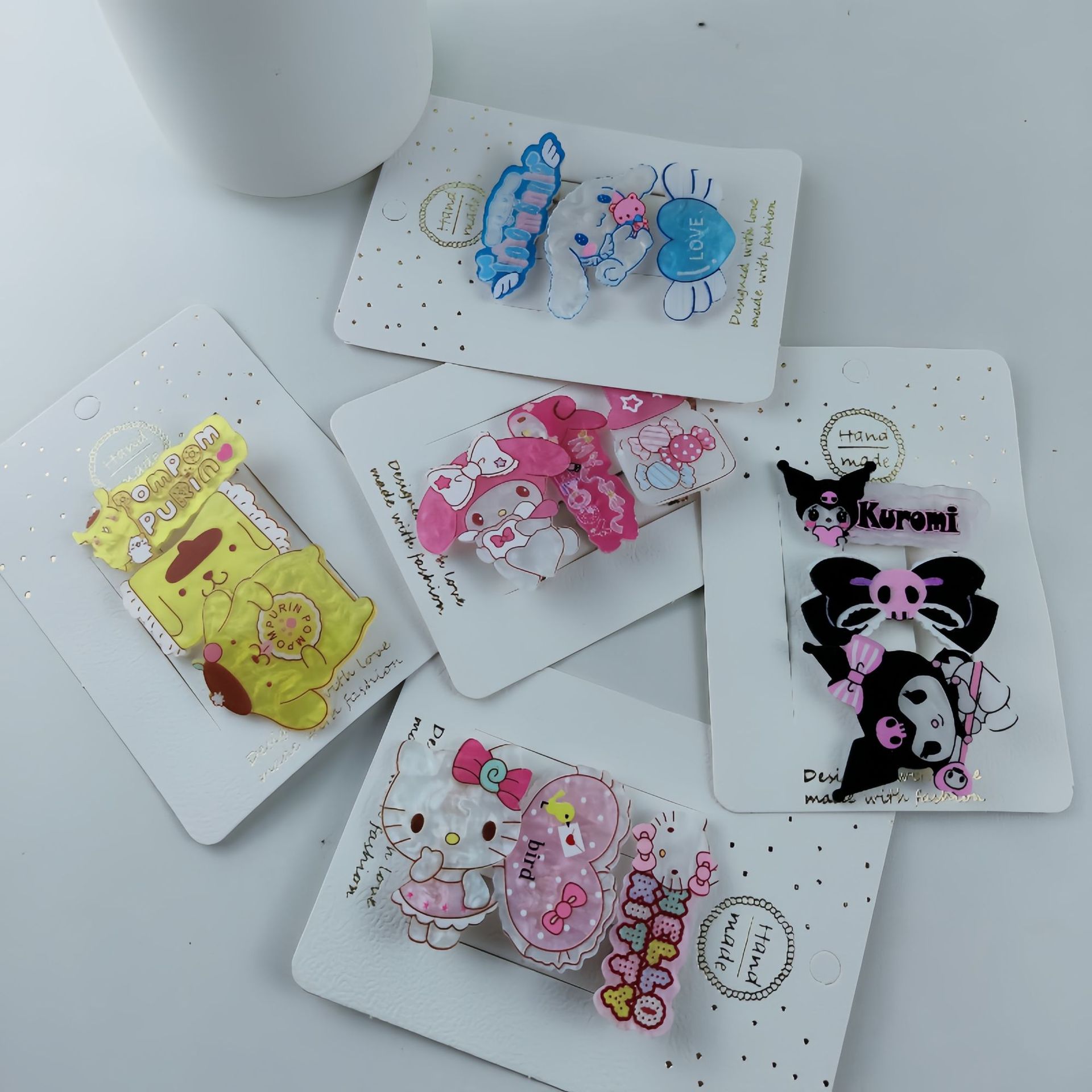 Cute Sanrio hair clip three-piece set, girlish heart hair clip, bangs, broken hair edge clip, sweet and super fairy-like duckbill clip hair accessory full figure