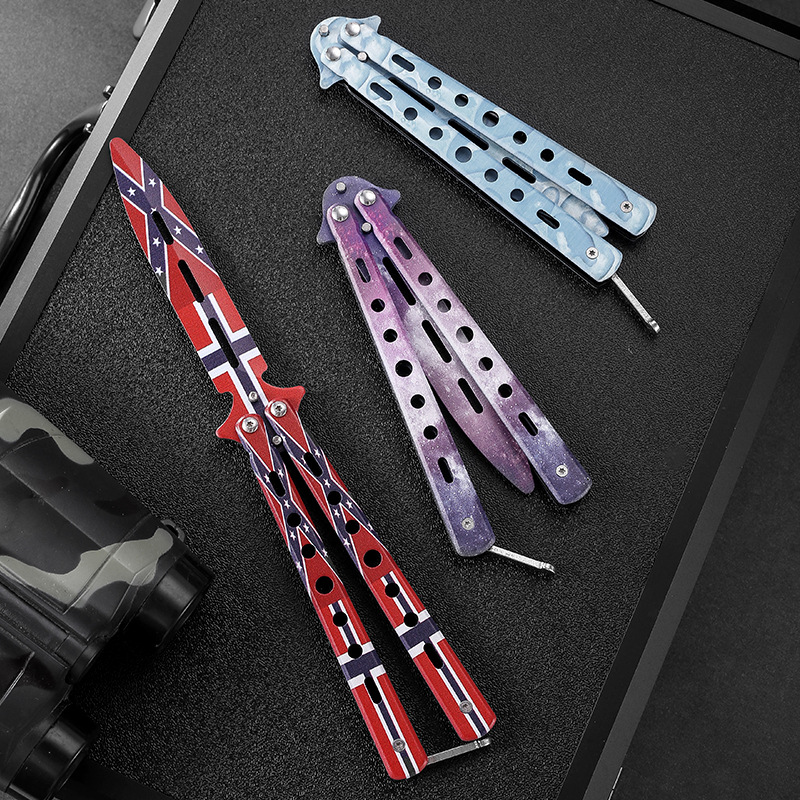 CSGO butterfly knife folding toy knife Butterfly comb beginner practice toy all-steel outdoor knife high carbon steel Specification drawing