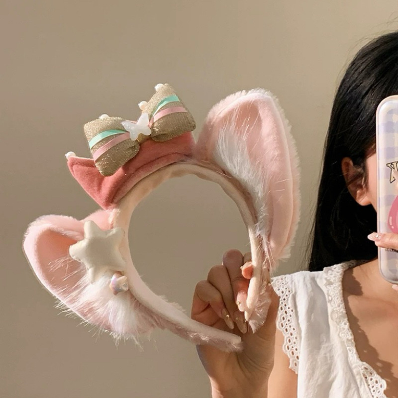 The 2025 new bow Belle hairband for women's tall hair clip on the top of the head, worn outside for taking photos, washing the face and pressing hair, is a headwear accessory Specification drawing