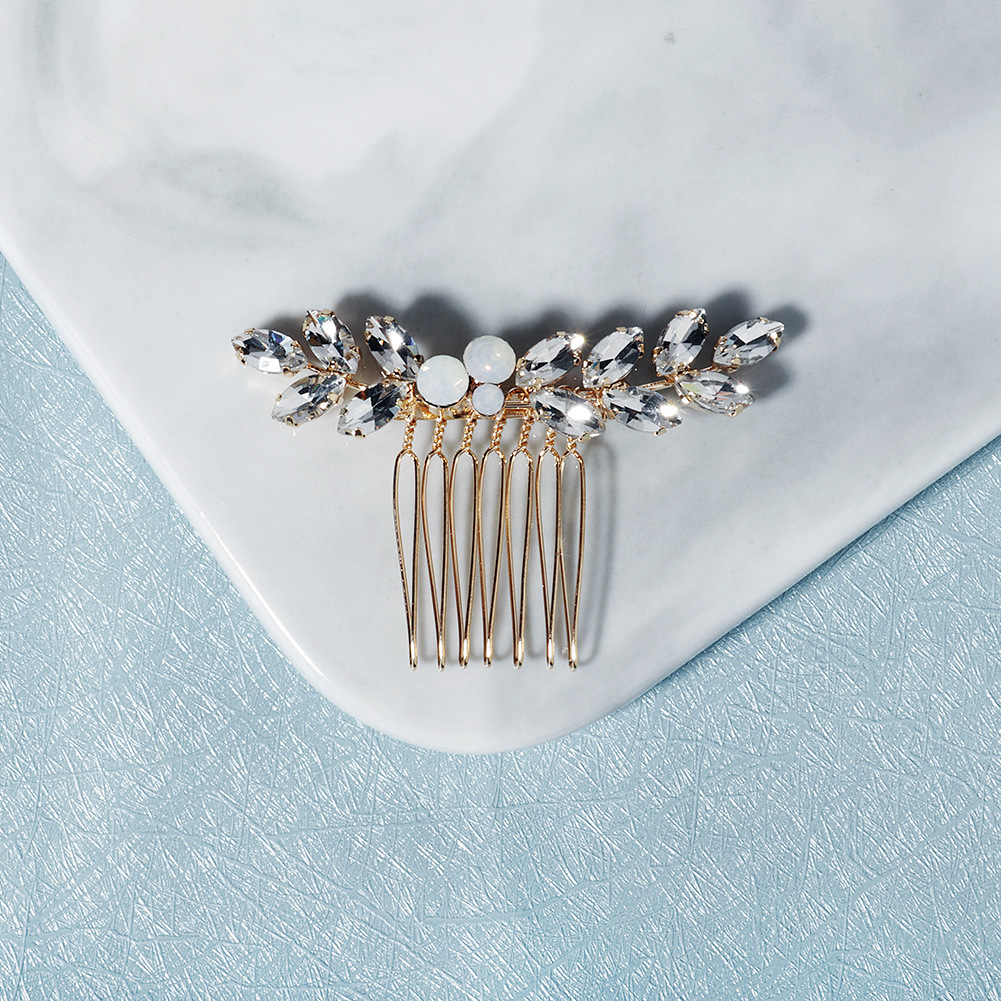 Simple and versatile daily style, delicate pebble-shaped hair bun, exquisite eyeglass water diamond hair accessory, bride's wedding dress, evening gown and headwear Specification drawing