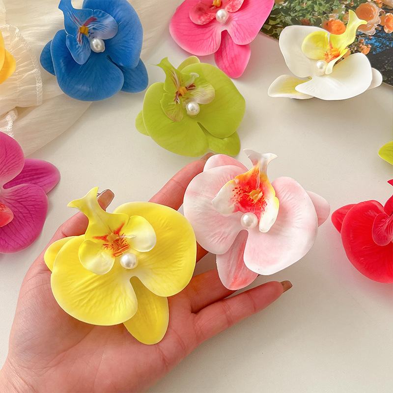 CCCRUI high-end Customization! Super fairy-like Phalaenopsis hair clip with a high-end look, flower duckbill clip, side bangs clip, and elegant hair accessory Specification drawing