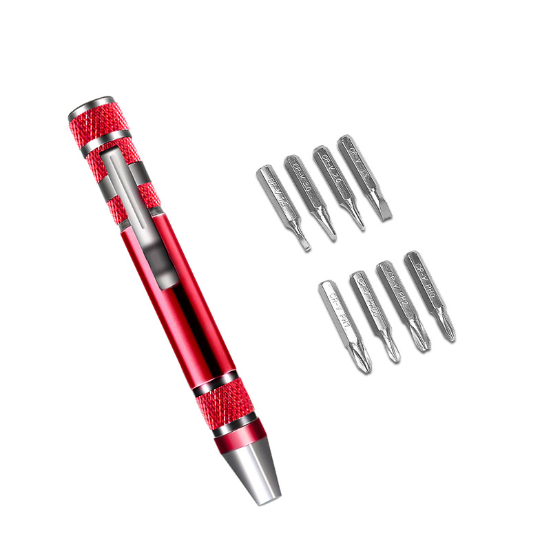 Multi-functional eight-in-one screwdriver, aluminum alloy combination, disassembly pen, maintenance screwdriver, cross flat-head screwdriver undefined