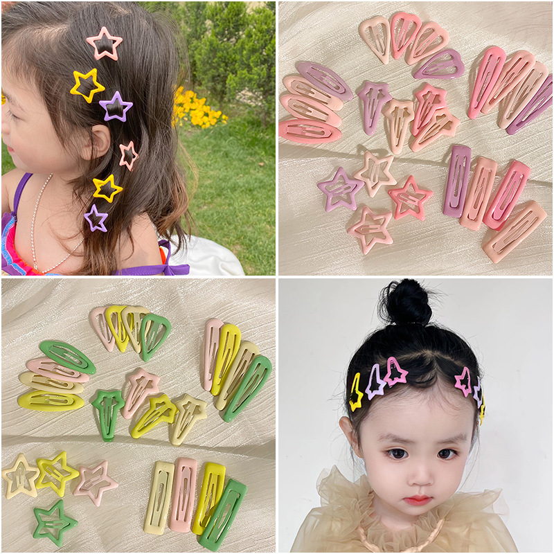 Children's hair clips, metal girl rainbow BB clips, cute side broken hair baby hair clips, little girl infant and toddler five-pointed stars Specification drawing