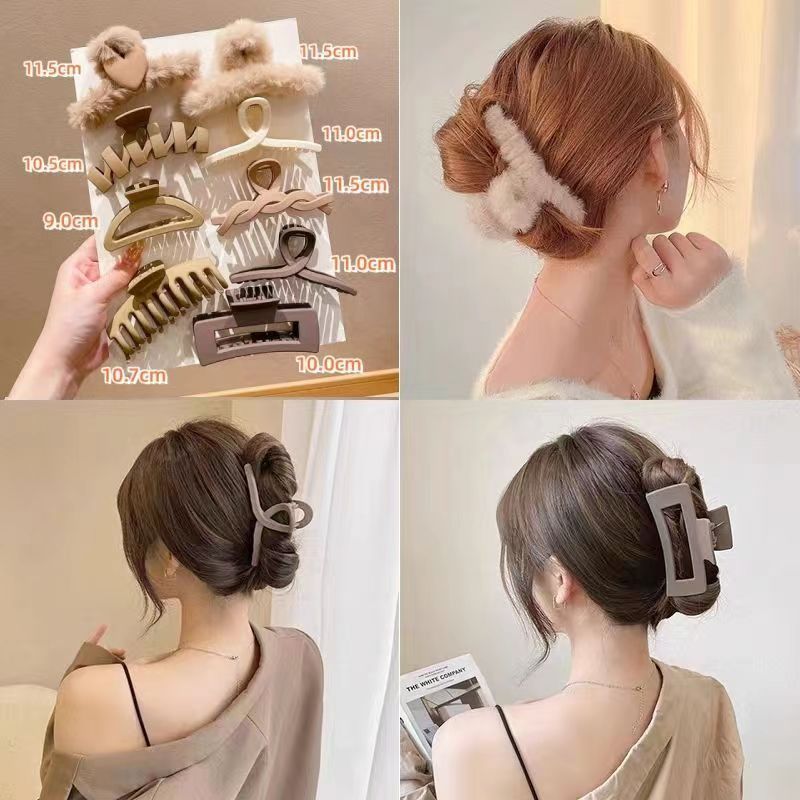 High appearance level autumn and winter plush large grappling clip high-end headwear, hair clips, back of the head updo, shark clip hair accessory Application Scenario