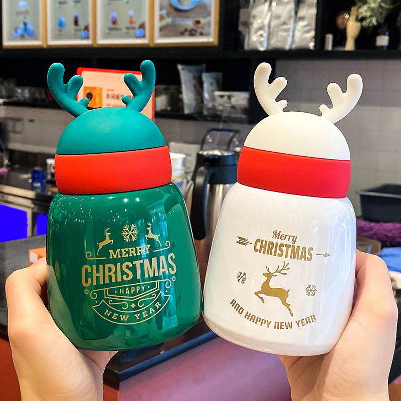 High-quality appearance Christmas gifts: insulated cups, creative antler cups, cute Christmas deer, simple stainless steel student water cups details Picture