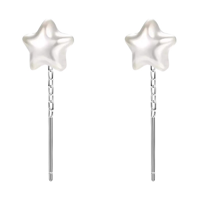 Tassel star ear thread women's niche design sense, simple and elegant, versatile earrings, 2025 new bestseller pearl earrings Item Picture
