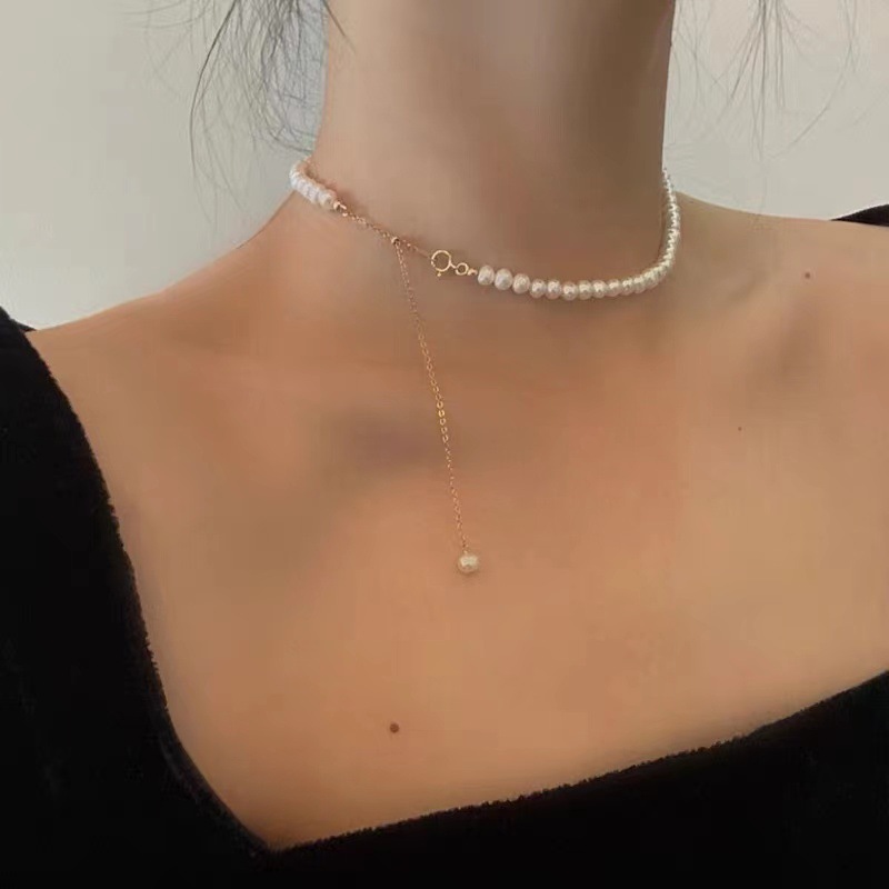 Classic and fashionable pearl collarbone chain, light luxury women's niche design necklace, 2023 new style simple and elegant necklace, ins Specification drawing