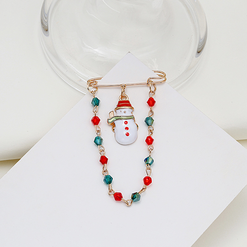 European and American fashionable, sweet and cute cartoon color oil drip Santa Claus, reindeer snowman brooch, collar pin, badge accessory Application Scenario