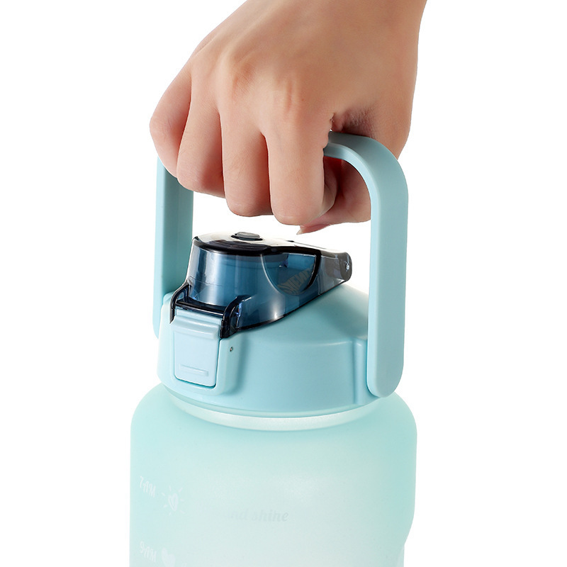 Cross-border 2000ML space cup with time scale, outdoor spray-painted gradient color water cup, large-capacity water bottle Specification drawing