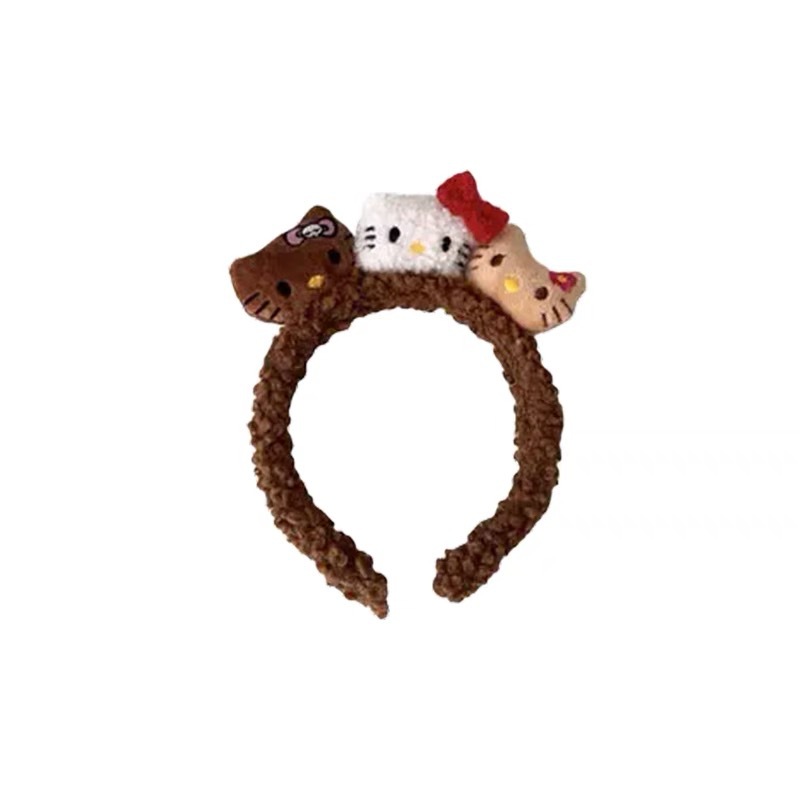 Cute HelloKitty plush hair band, special makeup hair clip and headwear for women to apply facial masks and wash their faces in summer Item Picture