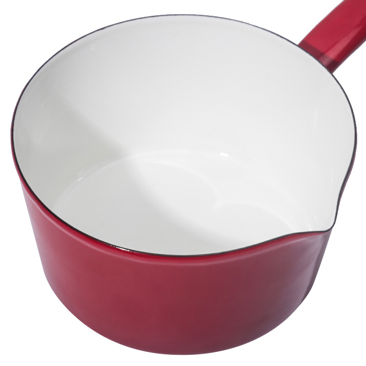 Japanese-style enamel slanted milk pot, healthy material. Enamel slanted milk pot, enamel soup pot, enamel baby food pot, open flame details Picture