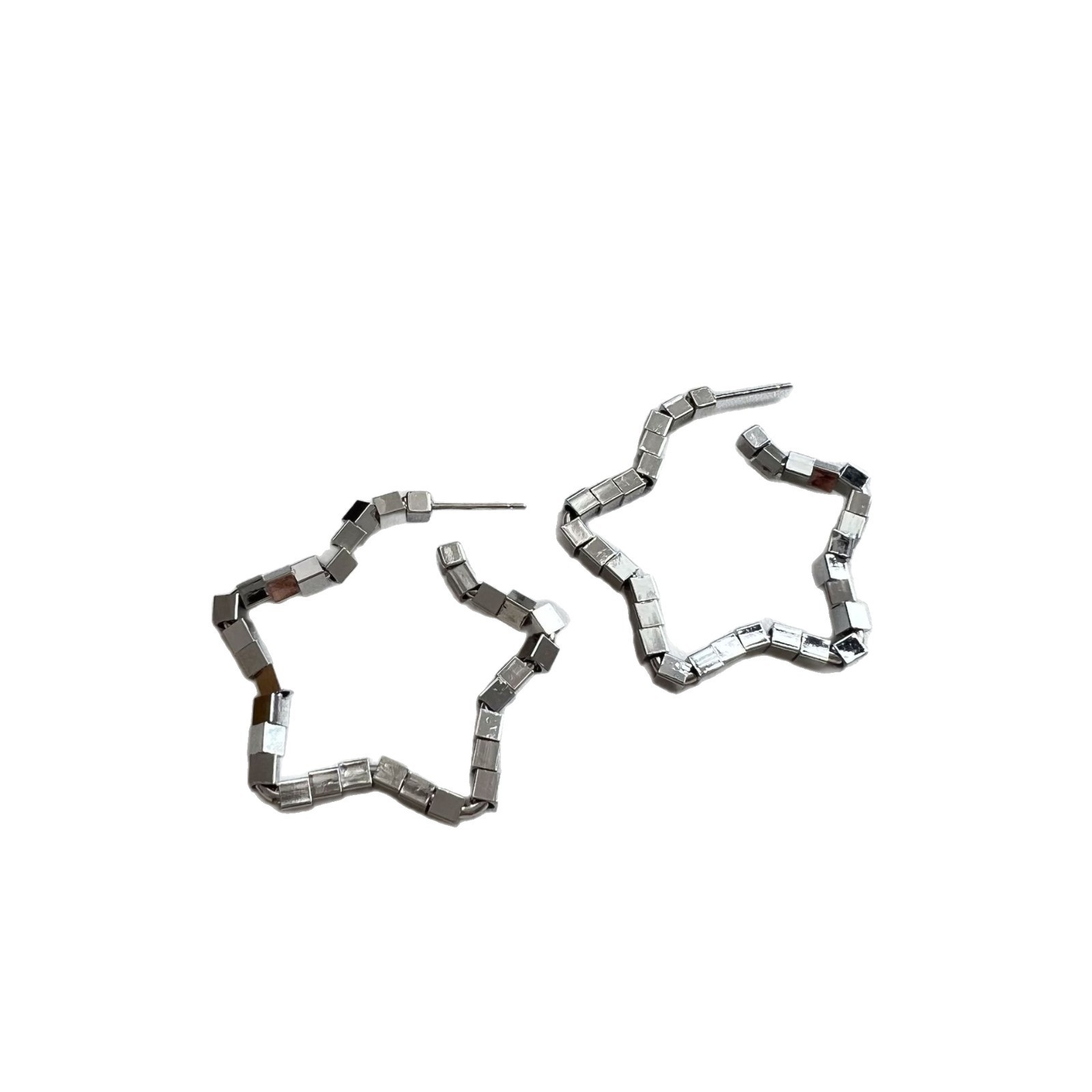 Silver five-pointed star large ear ring earrings, 2025 new style, light luxury and high-end feel, ear studs, versatile and elegant, hot girl earrings Item Picture