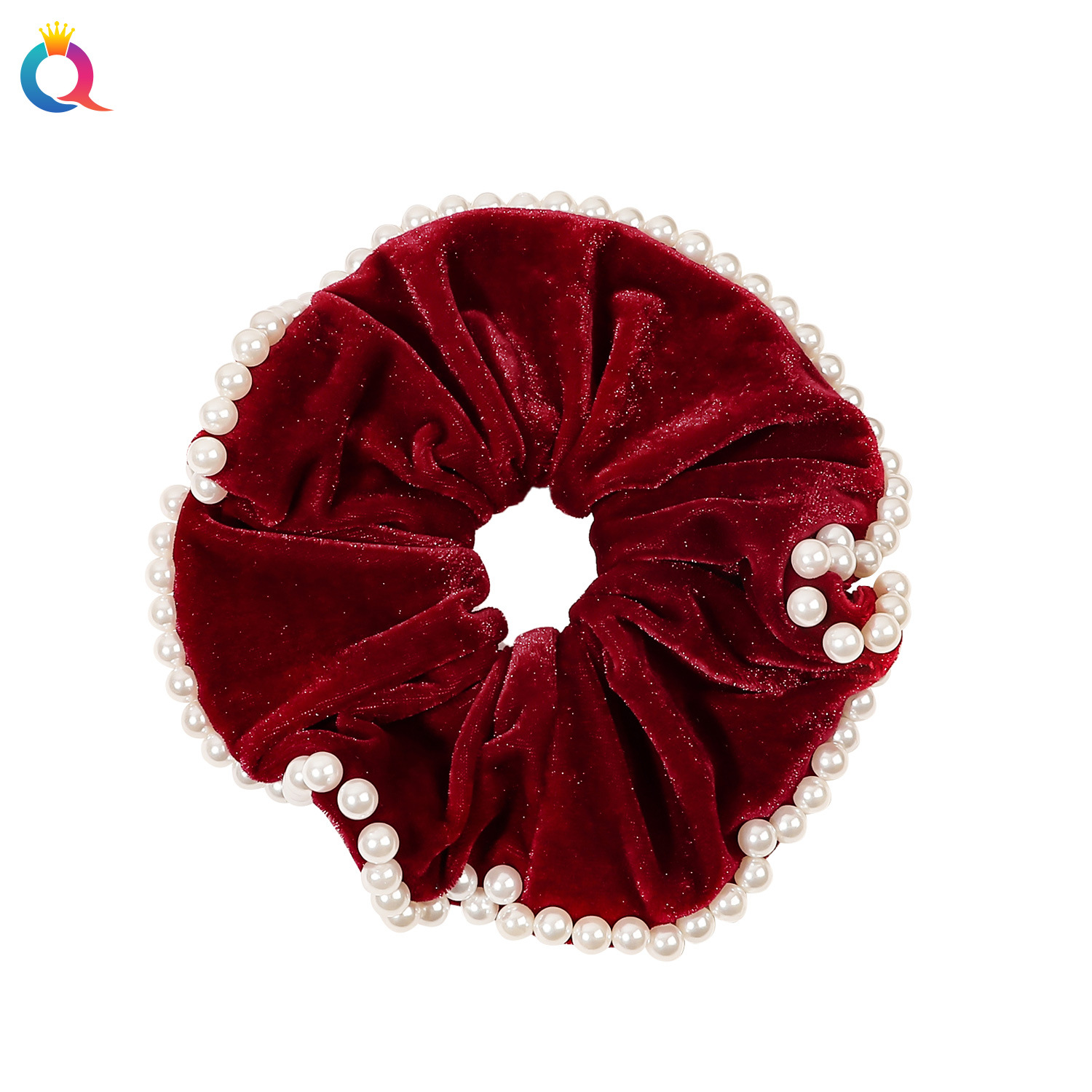 Qiyue Cross-border Velvet Pearl Large Intestine Hair Band for Women, high-end bun hairstyle, Large Intestine Hair band, hair tie and hair accessory wholesale Item Picture