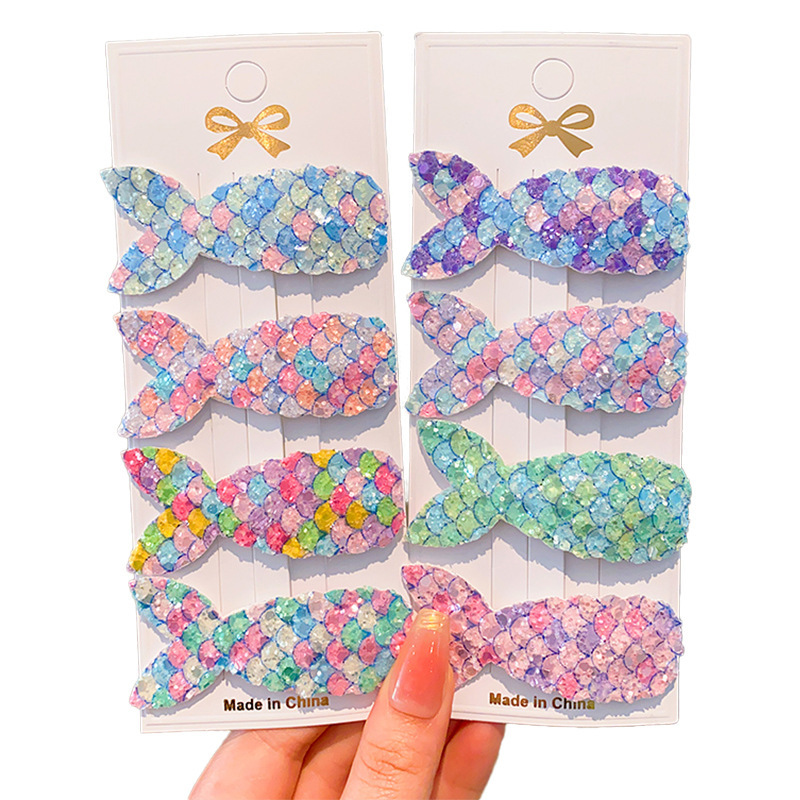 Korean children's bangs clips, cute mermaid tail hair clips, sequined BB clips, baby hair accessories, princess broken hair clips, girls Item Picture