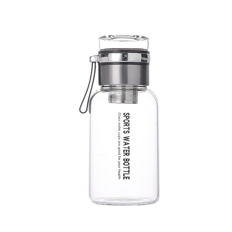High-appearation-level large-capacity glass water cup with cup sleeve, high-temperature resistant tea water separation cup, portable high borosilicate ton cup Item Picture