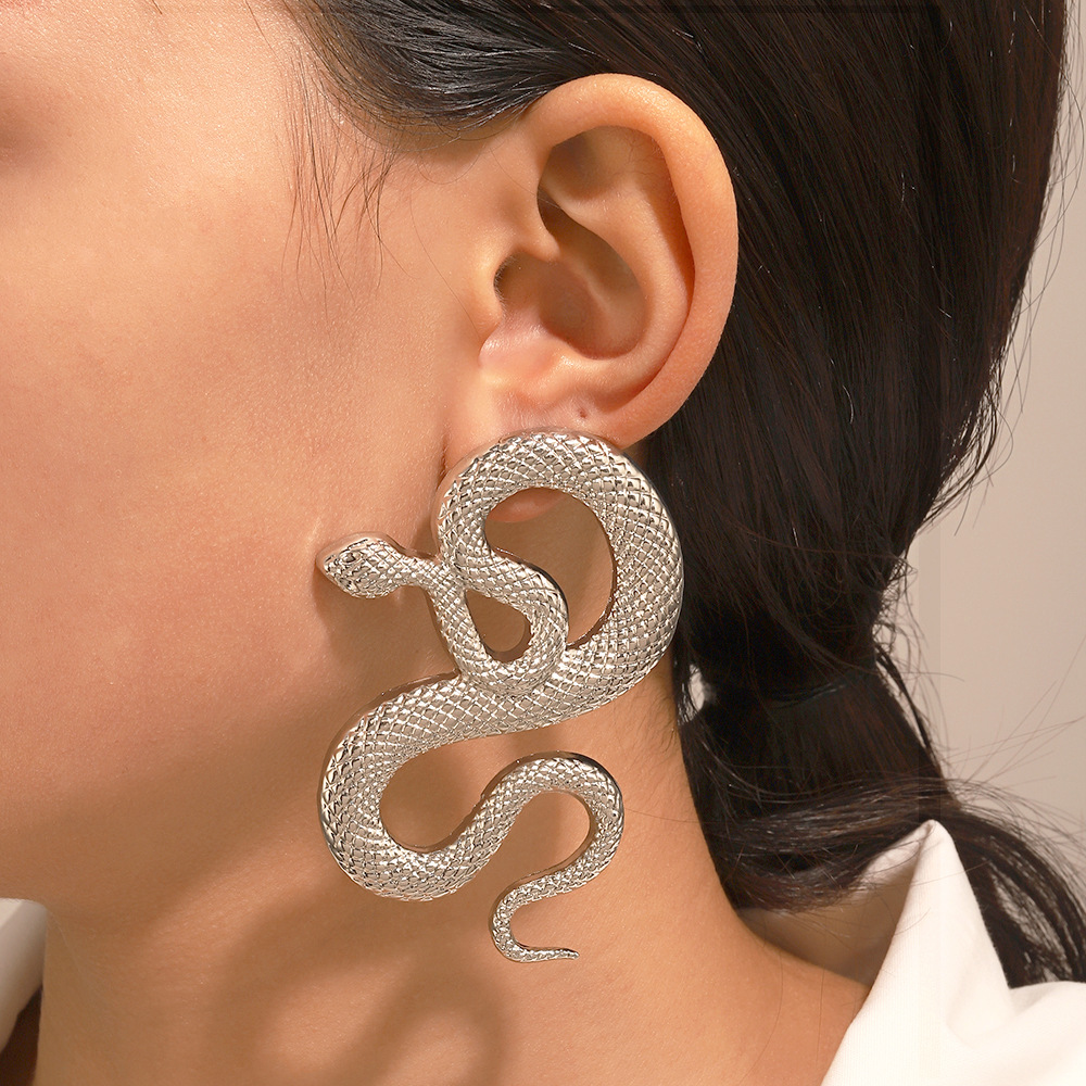 European and American snake-shaped earrings, punk women's wrapped cobra earrings, stud earrings, cross-border ins, personalized and exaggerated earrings wholesale Application Scenario