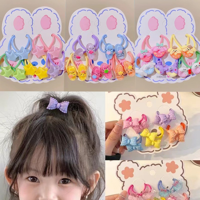 Girls' flower hair tie, children's bow band, baby hair tie, ponytail hair band, cute cartoon headwear full figure