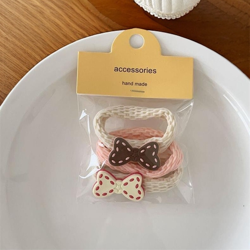 Colorful bow hair band three-piece set, braided hair tie, cute rubber band hair tie, ponytail versatile hair accessory Application Scenario