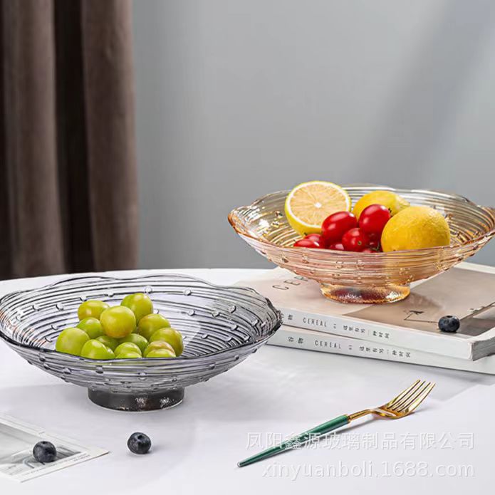 European-style glass fruit platter, modern high appearance level, household fruit platter, glass high-end dessert platter, gift for opening Application Scenario