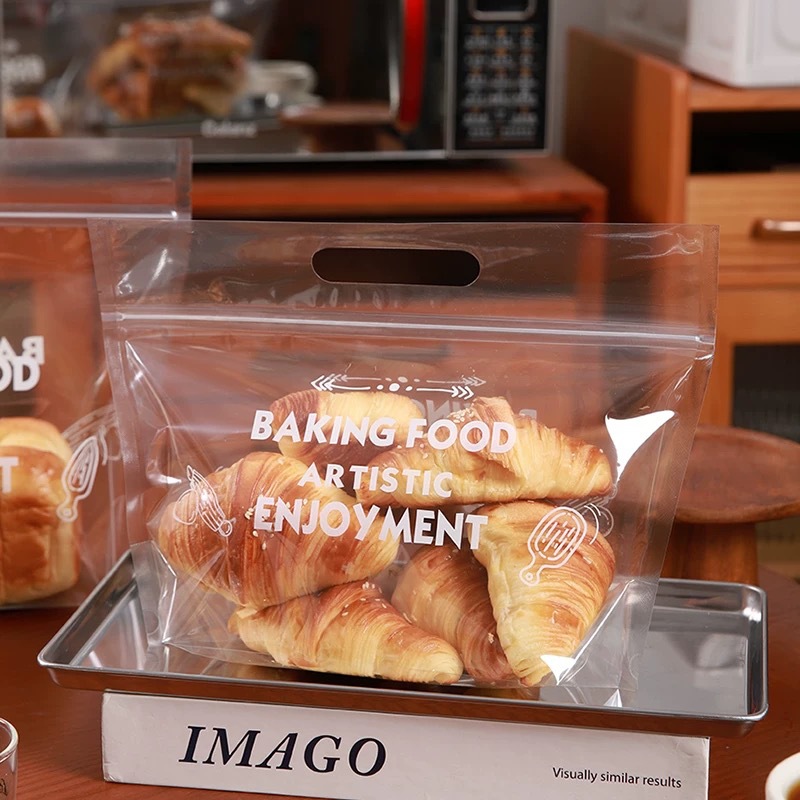 Toast bread packaging bag, 450-gram meal bag, square bag, hand-held transparent zipper self-sealing bag, sliced toast packaging bag details Picture
