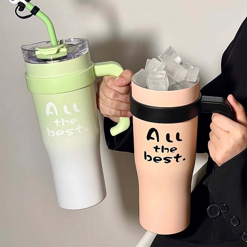 New Big MAC cup cold and heat preservation cup, ins style heat preservation cup with straw, letter printing, food-grade stainless steel full figure
