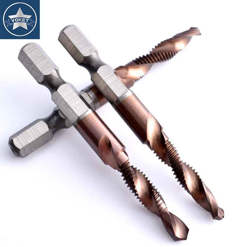 Hexagonal handle head drilling and tapping integrated compound tap M3, M4, M5, M6, M8*1.25-M10*1.5 drill bit spiral tap Item Picture