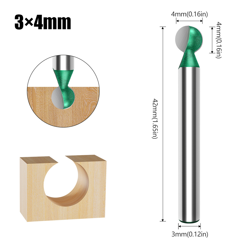 Ball knife, engraving ball knife, wood carving and root carving knife head, woodworking spherical ball knife, 6mm straight handle grinding head undefined