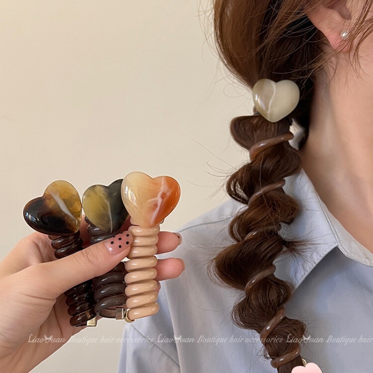 Japanese-style simple bubble braid hair tie for women, 2025 new style, high-end feel, heart-shaped telephone line hair tie, ponytail braiding tool full figure