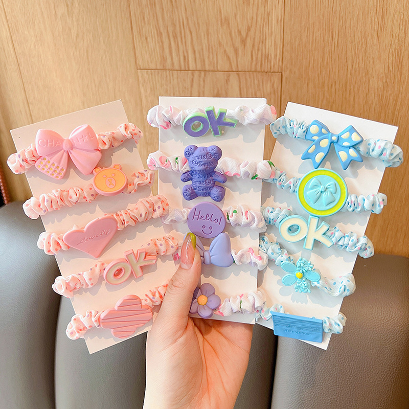 Korean version non-damaging hair tie children's hair accessory, cute small intestine hair band, girl candy-colored rubber band girls' accessory headwear Specification drawing