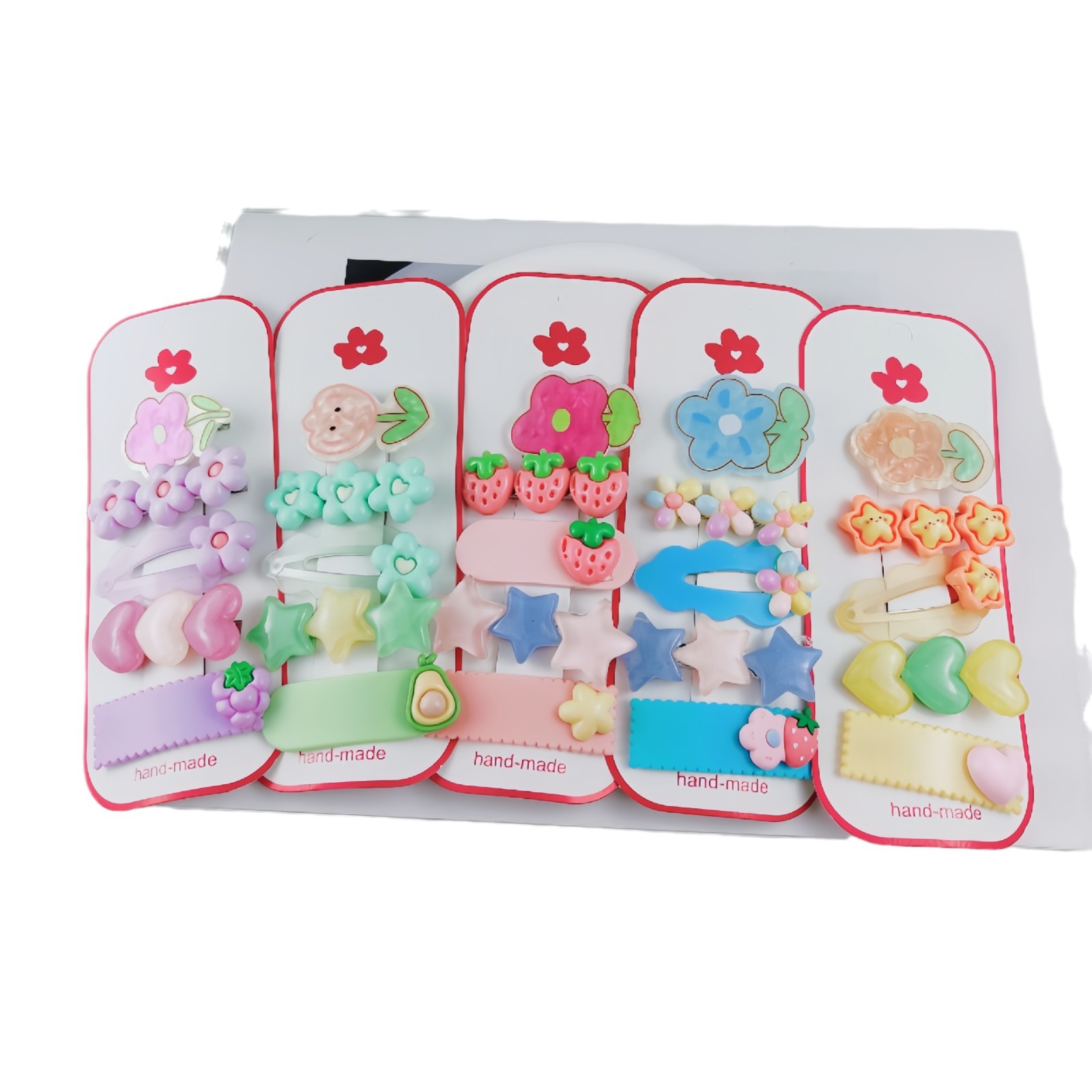Children's hair clip set, acrylic flower hair clip, dopamine girl strawberry hair clip, girl bangs clip, bb clip Item Picture