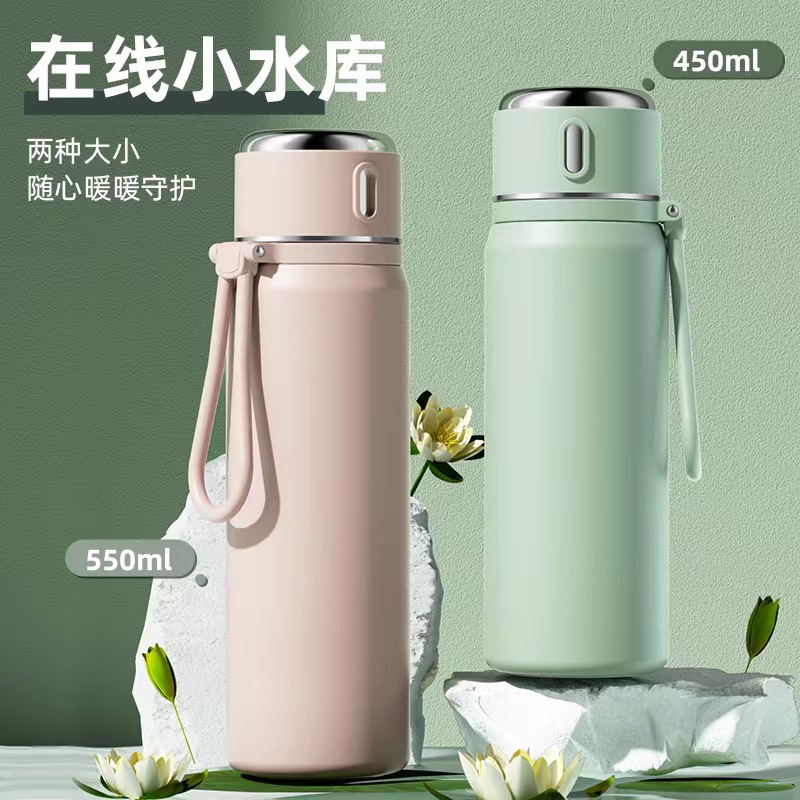 Hot-selling high-quality appearance insulated cups with handles, student outdoor portable stainless steel water cups, home and office water cups wholesale full figure