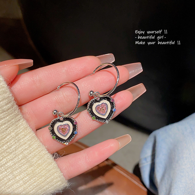 S925 Silver Needle fashionable and high-end earrings, women's light luxury and versatile style, Zircon stud earrings, personalized and popular online celebrity earrings details Picture