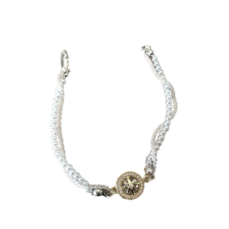 Octagonal zircon pearl wound woven bracelet for women, a niche design with exquisite and high-end feel, summer light luxury bracelet for women Item Picture